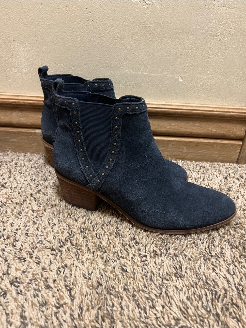 Skechers Navy Suede Studded Ankle Booties